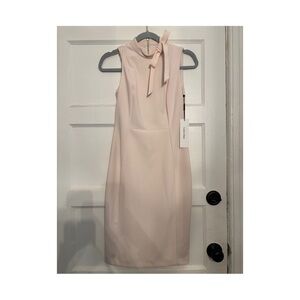 Calvin Klein Sleeveless Tie-Neck Midi Dress in Light Blush